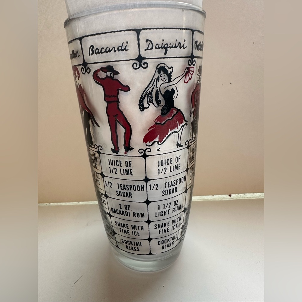 VTG MCM Hazel Atlas glass cocktail mixing bar ware